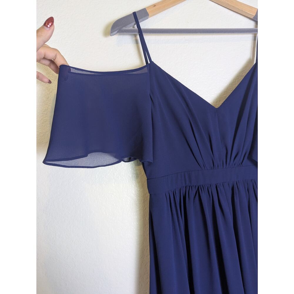 Lulus Ways Of Desire Blue Chiffon Flutter Sleeve Maxi Dress Women Size M Formal - Picture 4 of 10